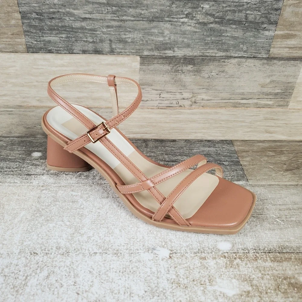 Dolce Vita Britt Womens Sandals Sz 6.5 Whiskey Stella Brown Leather Block Heel
